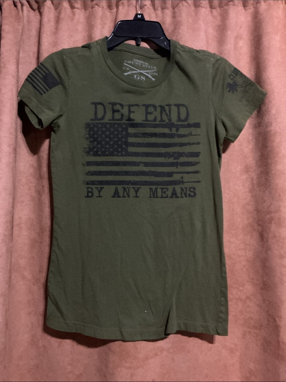 Grunt Style Olive Green "Defend By Any Means" Short Sleeve Tee